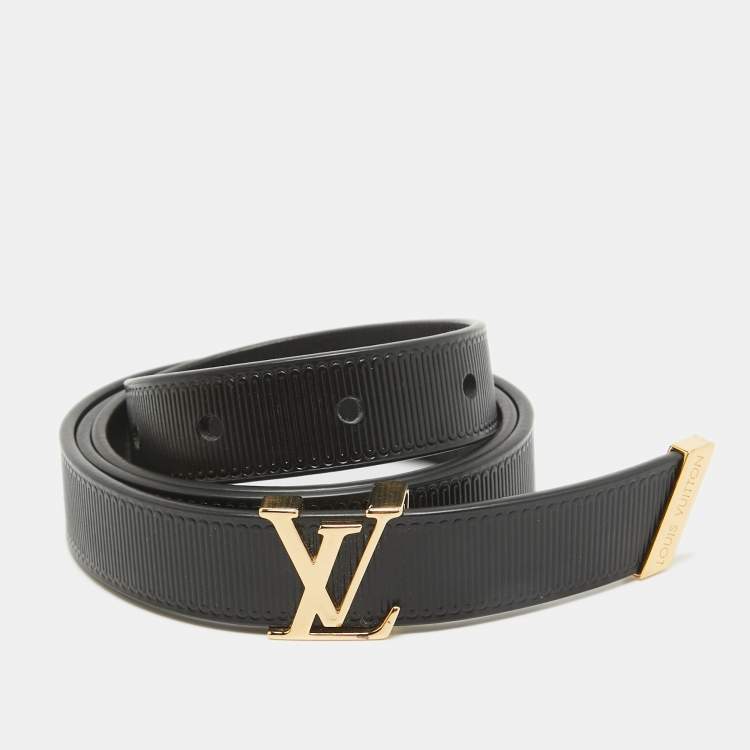 مملوكة مسبقًا Louis Vuitton Black Embossed Leather LV Initiales Slim Belt 75 CM