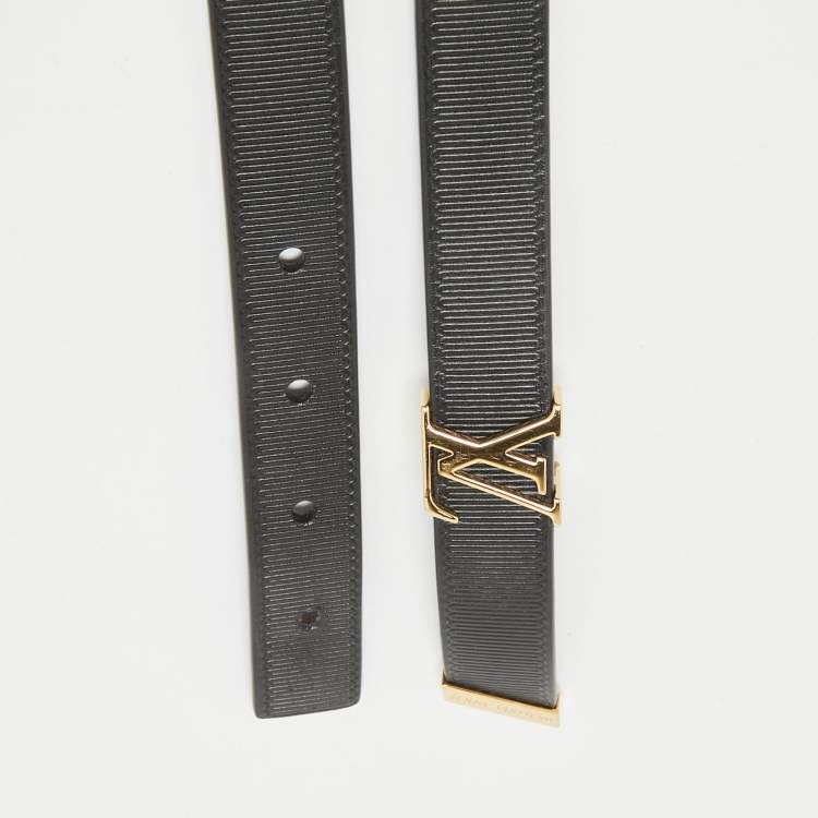 مملوكة مسبقًا Louis Vuitton Black Embossed Leather LV Initiales Slim Belt 75 CM