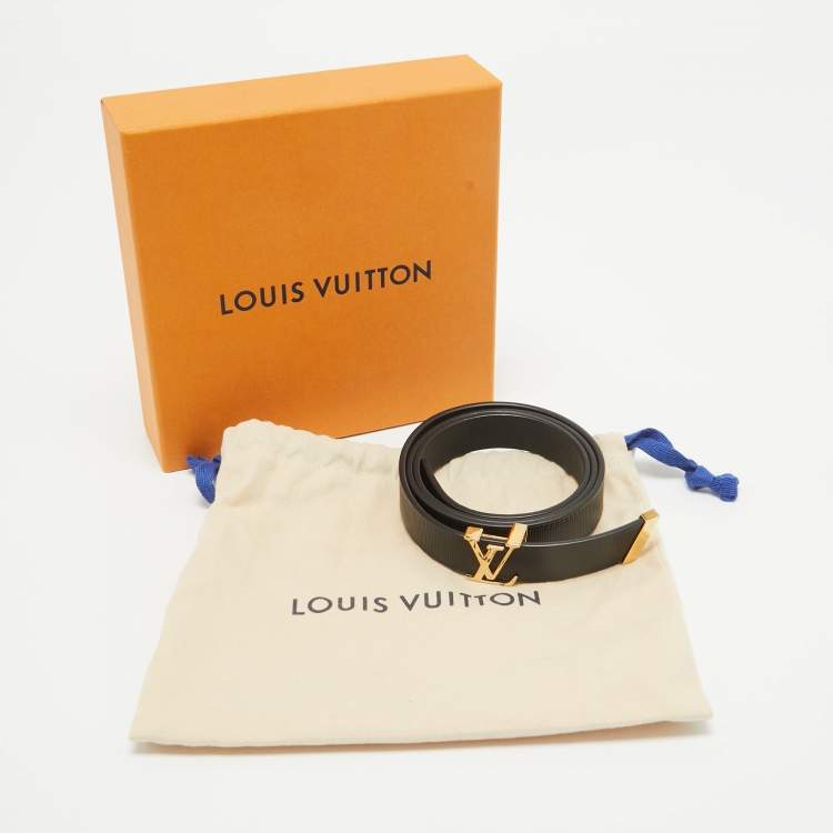 مملوكة مسبقًا Louis Vuitton Black Embossed Leather LV Initiales Slim Belt 75 CM