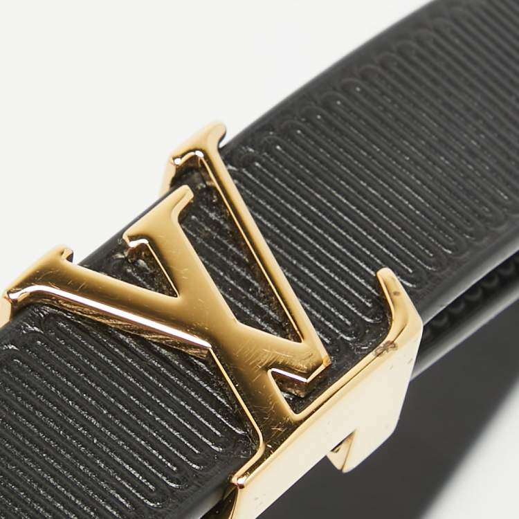 مملوكة مسبقًا Louis Vuitton Black Embossed Leather LV Initiales Slim Belt 75 CM