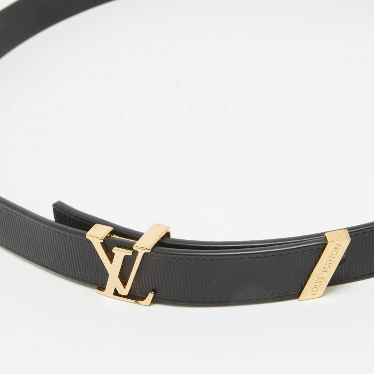 مملوكة مسبقًا Louis Vuitton Black Embossed Leather LV Initiales Slim Belt 75 CM