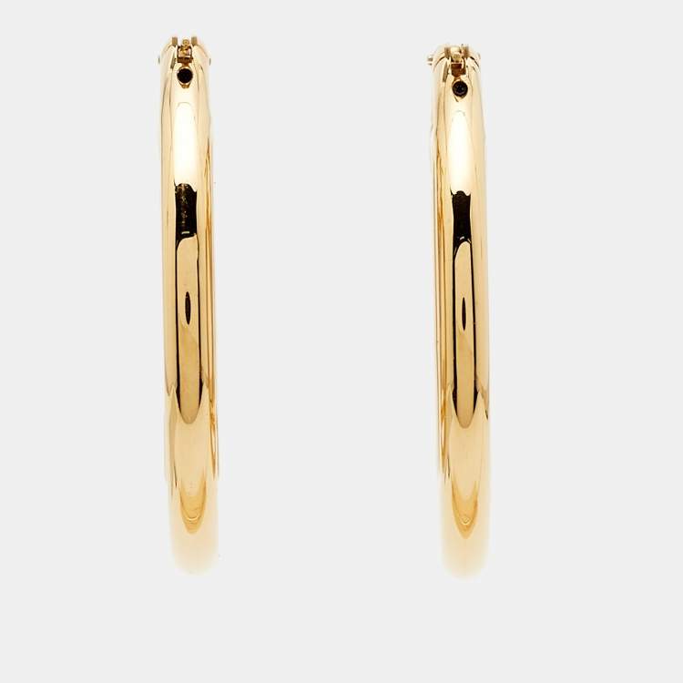 Pre Owned Louis Vuitton Louise Hoop Gold Tone Earrings
