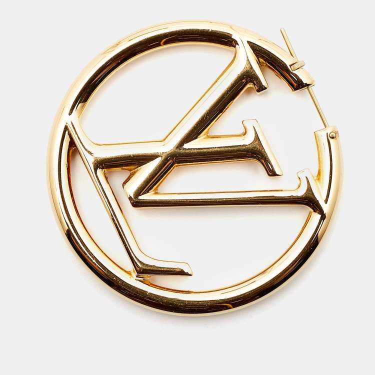 Pre Owned Louis Vuitton Louise Hoop Gold Tone Earrings
