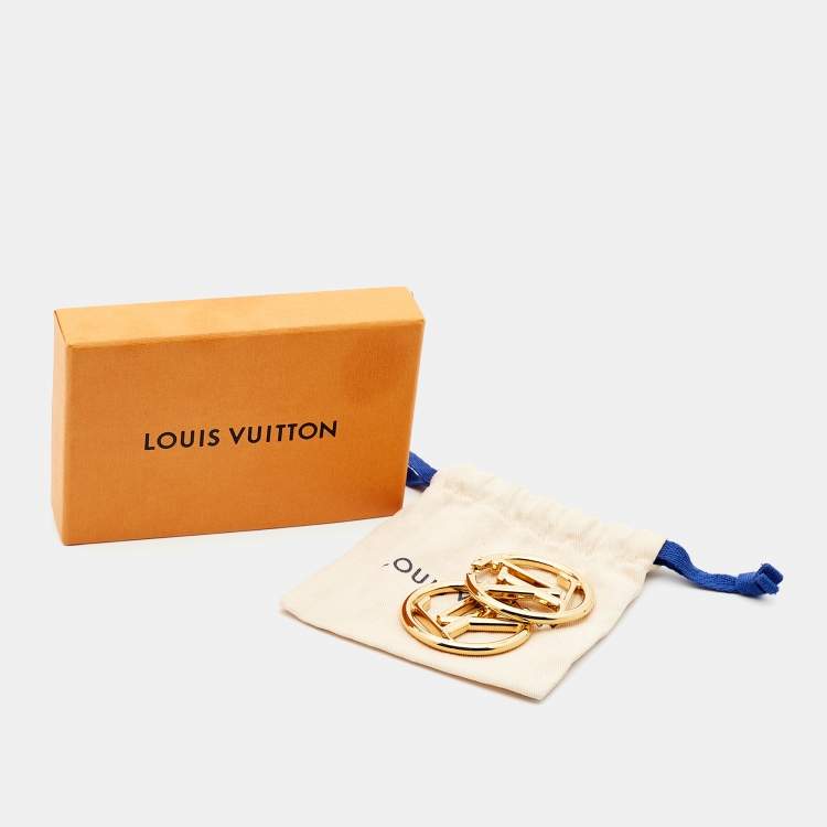 Pre Owned Louis Vuitton Louise Hoop Gold Tone Earrings
