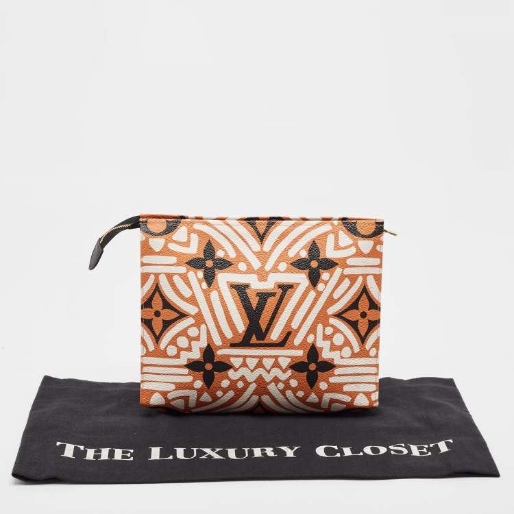 Pre Owned Louis Vuitton Cream/Caramel Monogram Giant Crafty Canvas Toiletry Pouch 26