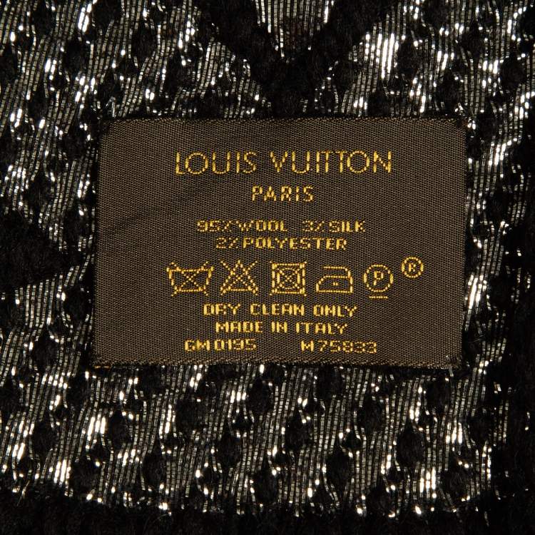 Pre Owned Louis Vuitton Black Logomania Shine Wool Scarf