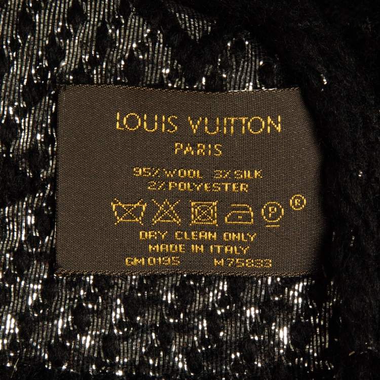 Pre Owned Louis Vuitton Black Logomania Shine Wool Scarf