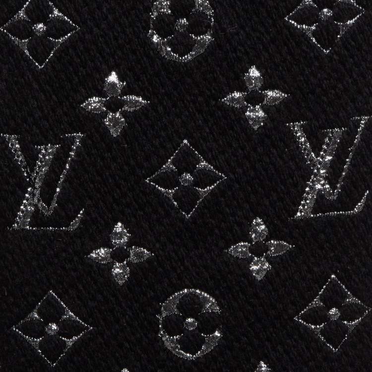 Pre Owned Louis Vuitton Black Logomania Shine Wool Scarf