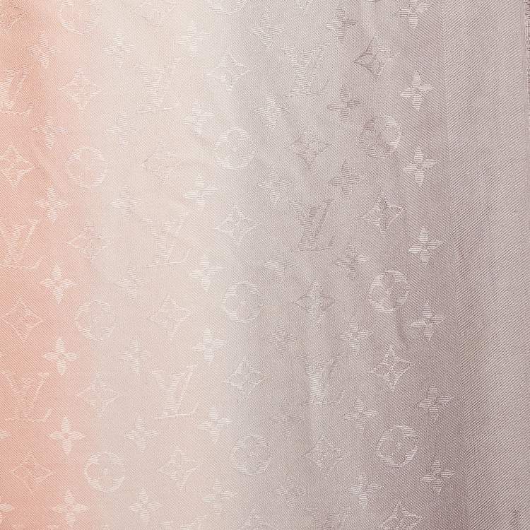 Pre Owned Louis Vuitton Pink Blurrygram Monogram Wool Blend Scarf 