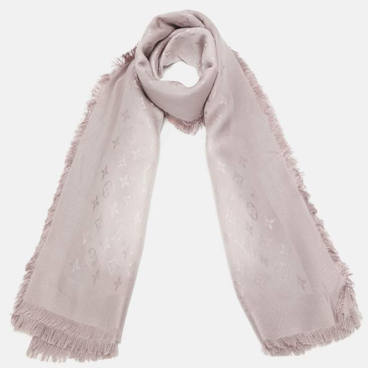 Pre Owned Louis Vuitton Pink Blurrygram Monogram Wool Blend Scarf 