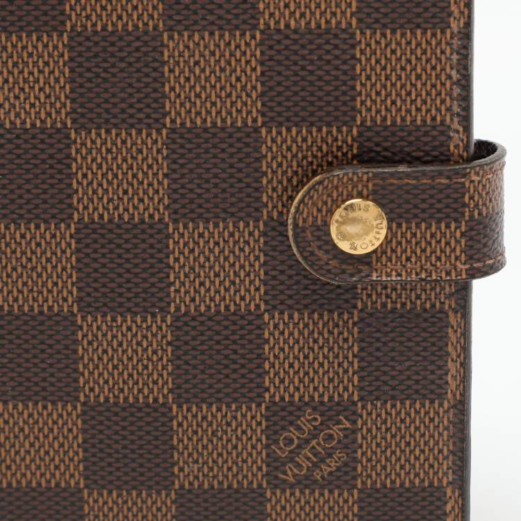 Pre Owned Louis Vuitton Damier Ebene Canvas Ring Agenda Cover