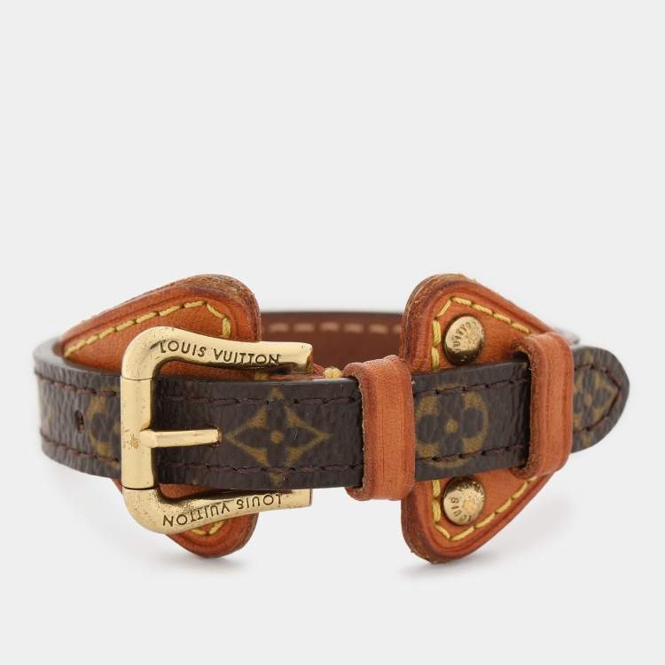 Pre Owned Louis Vuitton Brown Monogram Canvas and Leather Theda Bracelet
