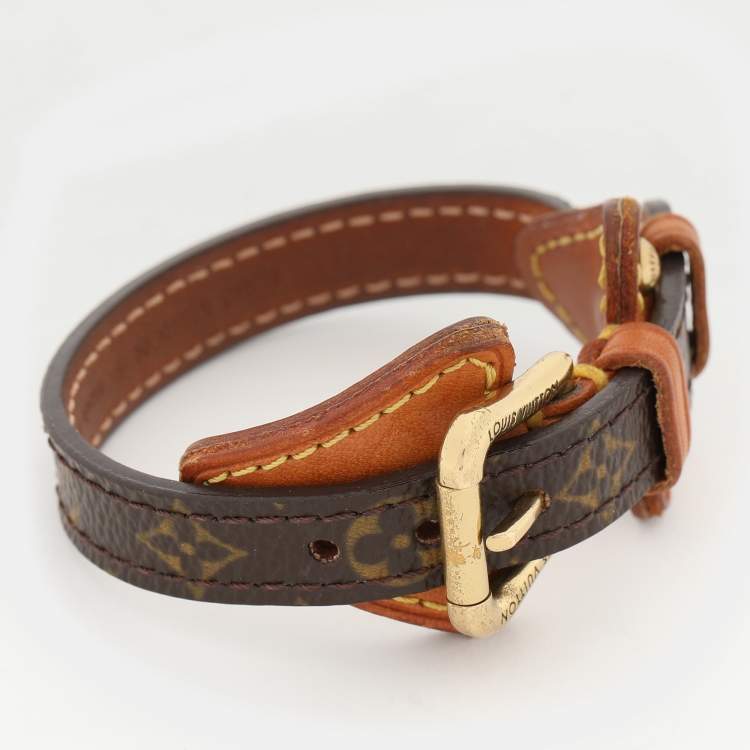 Pre Owned Louis Vuitton Brown Monogram Canvas and Leather Theda Bracelet
