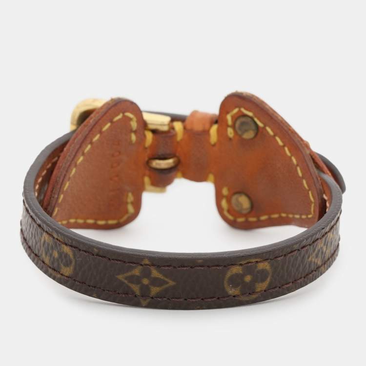 Pre Owned Louis Vuitton Brown Monogram Canvas and Leather Theda Bracelet