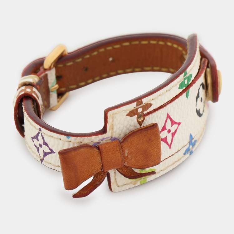 Pre Owned Louis Vuitton White Monogram Multicolore Bow Address Wish Bracelet 