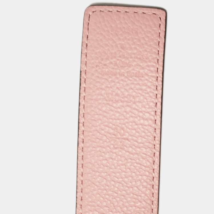 Pre Owned Louis Vuitton Rose Poudre Leather and Monogram Canvas LV Initiales Reversible Belt 80 CM