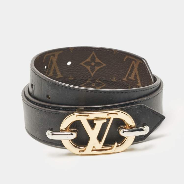 Pre Owned Louis Vuitton Monogram Canvas Everyday Chain LV Reversible Belt 80 CM