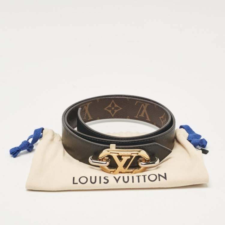 Pre Owned Louis Vuitton Monogram Canvas Everyday Chain LV Reversible Belt 80 CM