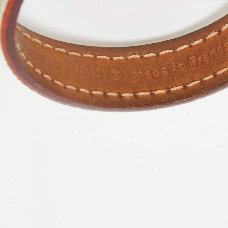 Pre Owned Louis Vuitton Theda Monogram Canvas Leather Gold Tone Bracelet