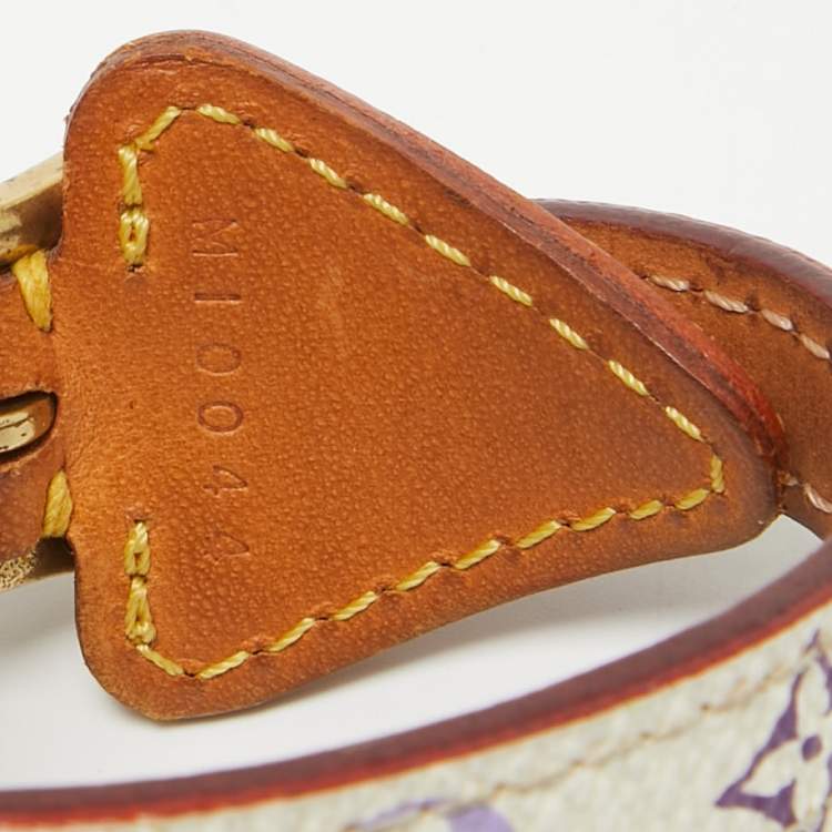 Pre Owned Louis Vuitton Theda Monogram Canvas Leather Gold Tone Bracelet