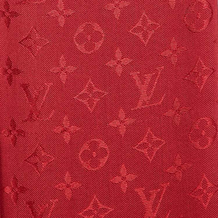 Pre Owned Louis Vuitton Red Monogram Silk/Wool Pomme d'amour Scarf