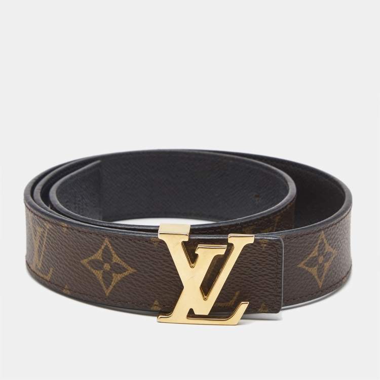 مملوكة مسبقًا Louis Vuitton Black Monogram Canvas and Leather LV Initiales  Reversible Belt 70CM