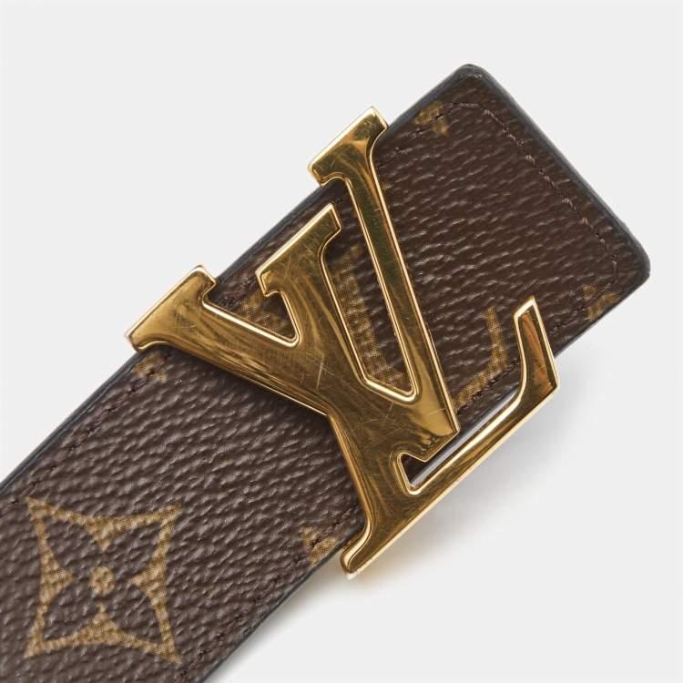 مملوكة مسبقًا Louis Vuitton Black Monogram Canvas and Leather LV Initiales  Reversible Belt 70CM