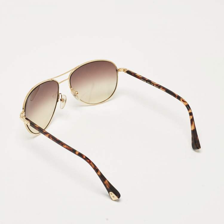 Pre Owned Louis Vuitton Gold/Brown Gradient Z0164U Conspiration Pilote Aviator Sunglasses
