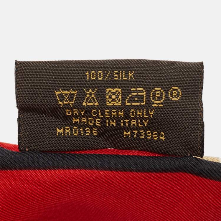 Pre Owned Louis Vuitton Red Monogram Trunks Print Silk Bandeau Scarf