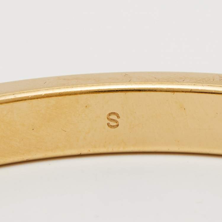 Pre Owned Louis Vuitton Gimme A Clue Red Leather Inlay Gold Tone Bangle Bracelet S