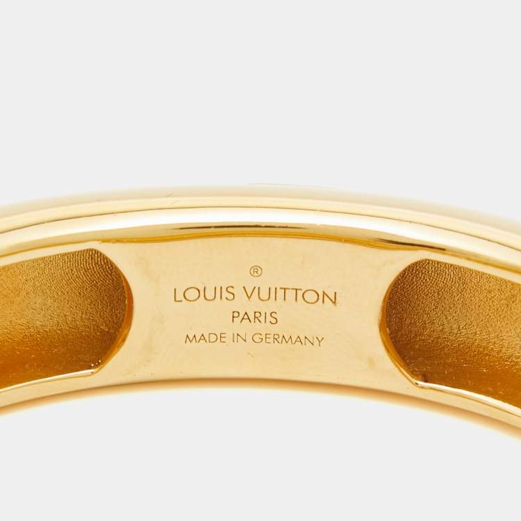 Pre Owned Louis Vuitton Family Debossed Signature Gold Tone Bracelet