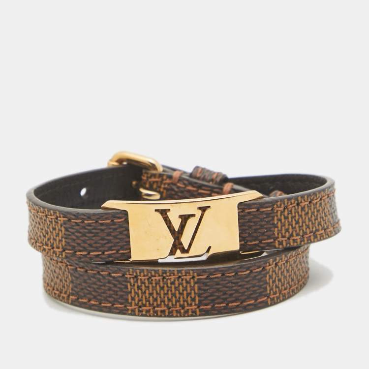 Pre Owned Louis Vuitton Sign It Canvas Gold Tone Bracelet