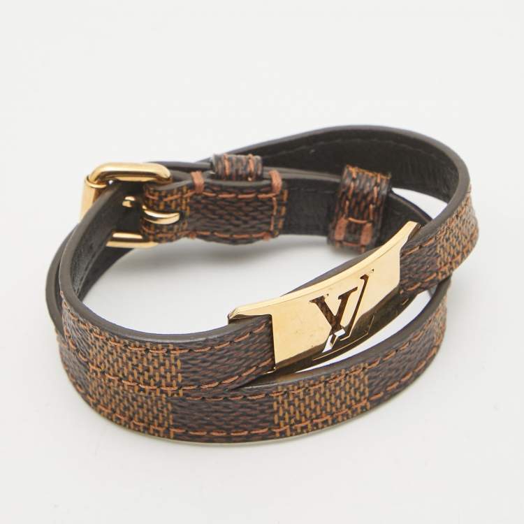 Pre Owned Louis Vuitton Sign It Canvas Gold Tone Bracelet
