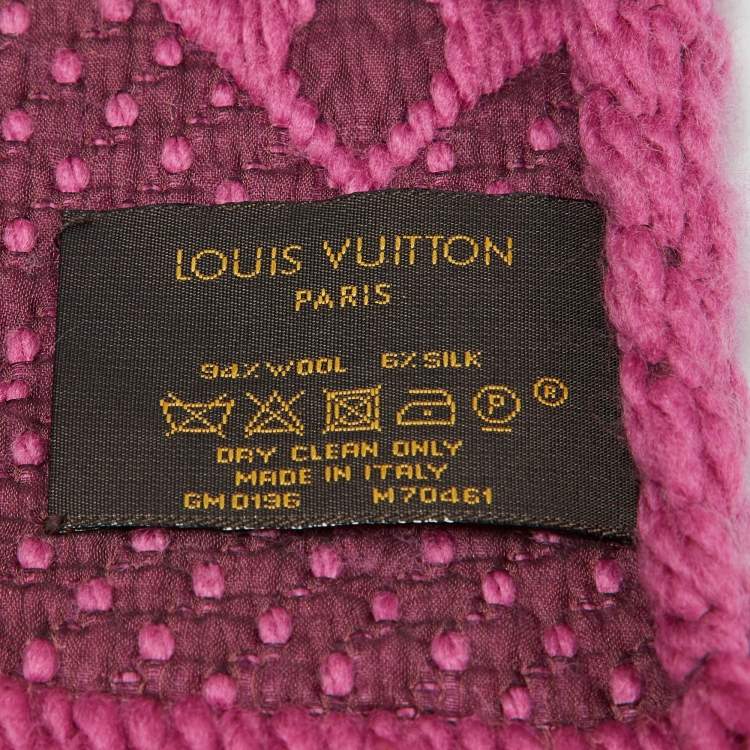 Pre Owned Louis Vuitton Pink Logomania Wool & Silk Scarf