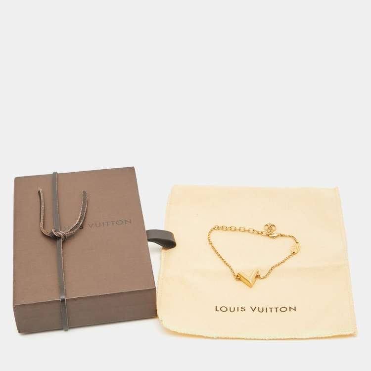 Pre Owned Louis Vuitton Essential V Gold Tone Chain Link Bracelet