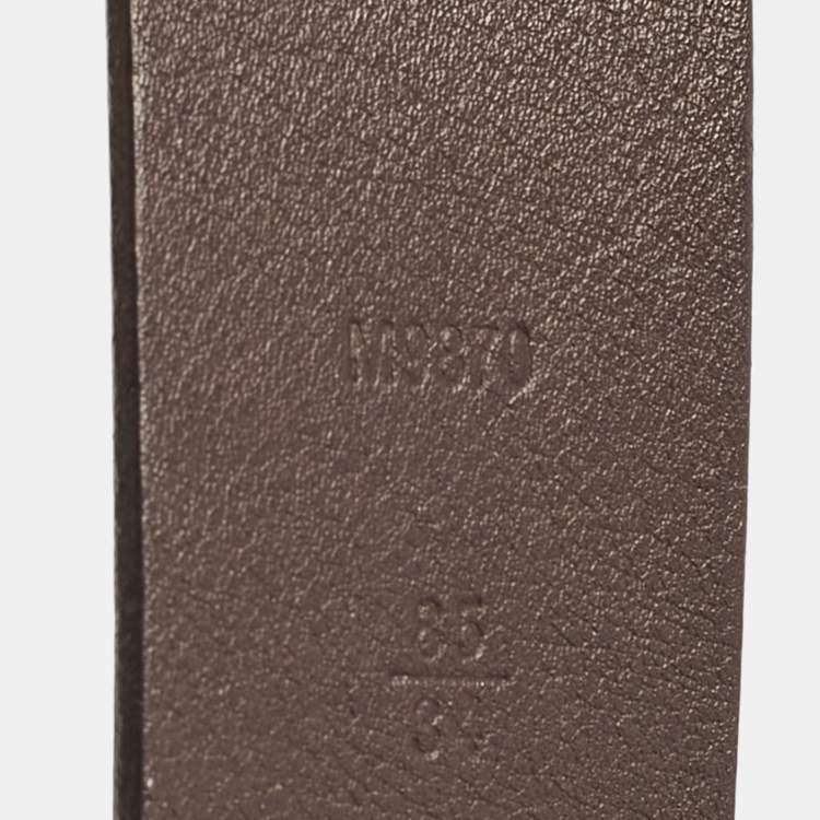 Pre Owned Louis Vuitton Brown Leather Buckle Belt 85 CM