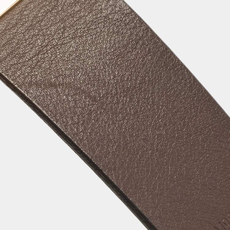Pre Owned Louis Vuitton Brown Leather Buckle Belt 85 CM