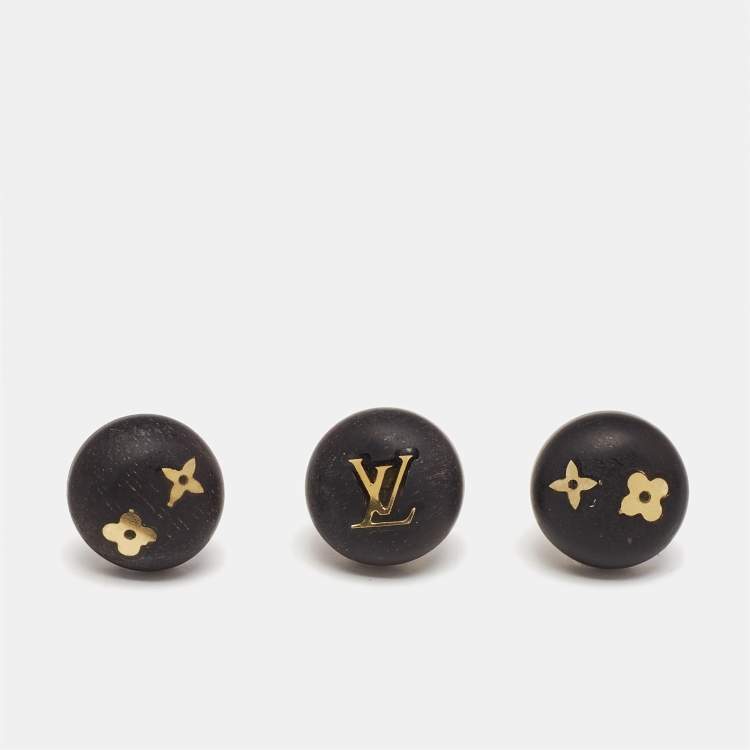 Pre Owned Louis Vuitton Silvania Tigerwood Monogram Set of 3 Stud Earrings