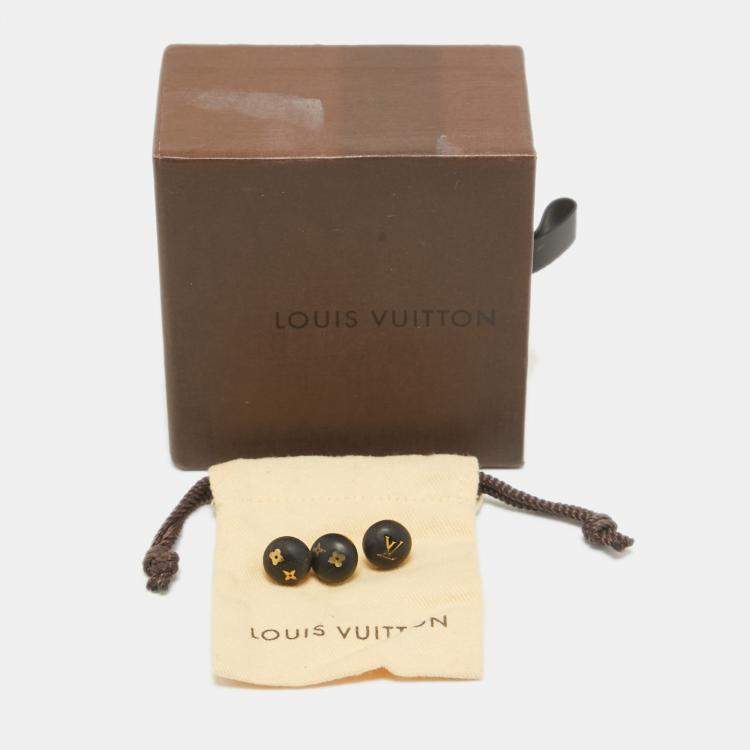 Pre Owned Louis Vuitton Silvania Tigerwood Monogram Set of 3 Stud Earrings