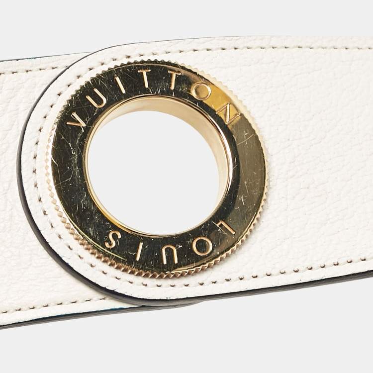 Pre Owned Louis Vuitton White Taurillon Leather Sun Tulle Charade Belt 75 CM