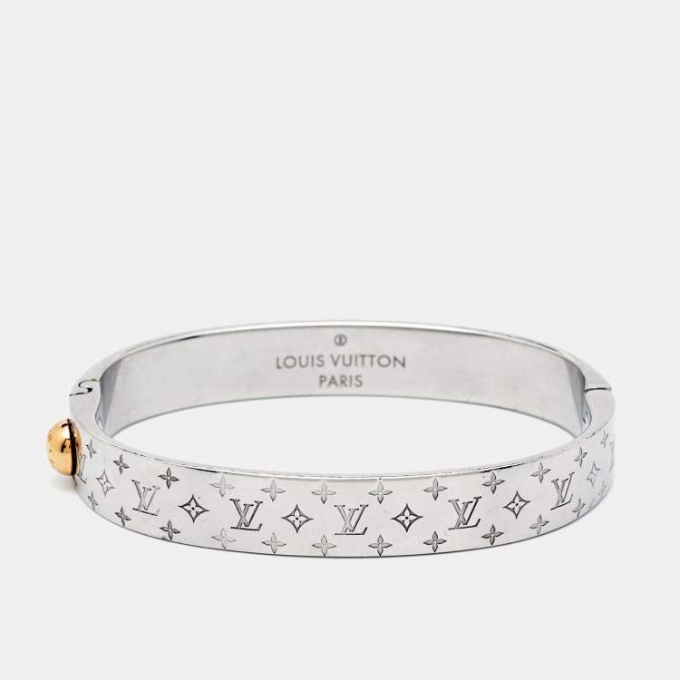 Pre Owned Louis Vuitton Nanogram Two Tone Cuff Bracelet S