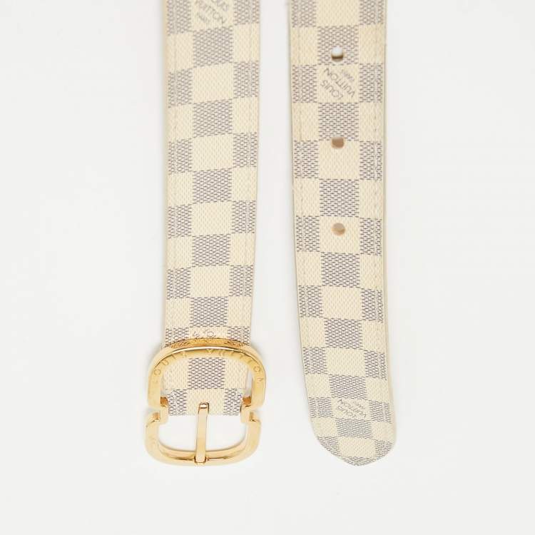 Pre Owned Louis Vuitton Damier Azur Canvas Mini Belt 90CM