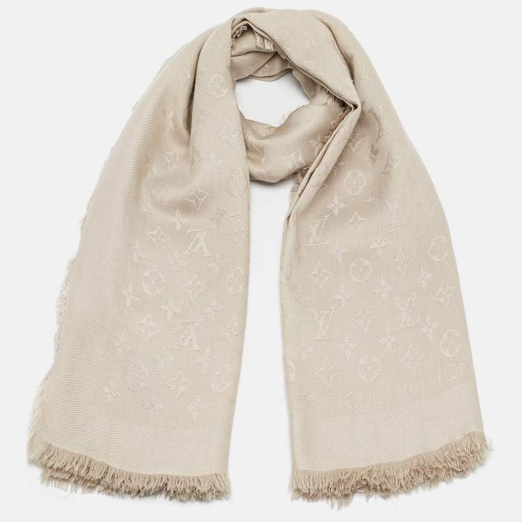Pre Owned Louis Vuitton Jacquard Silk Monogram Classic Shawl
