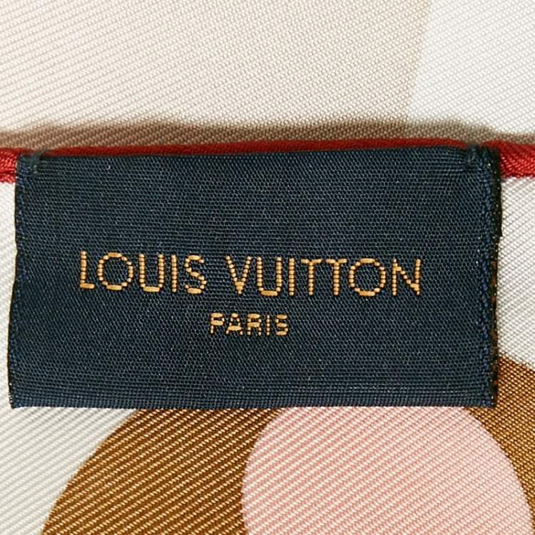Pre Owned Louis Vuitton Beige Printed Silk LV Unlocked Square Scarf