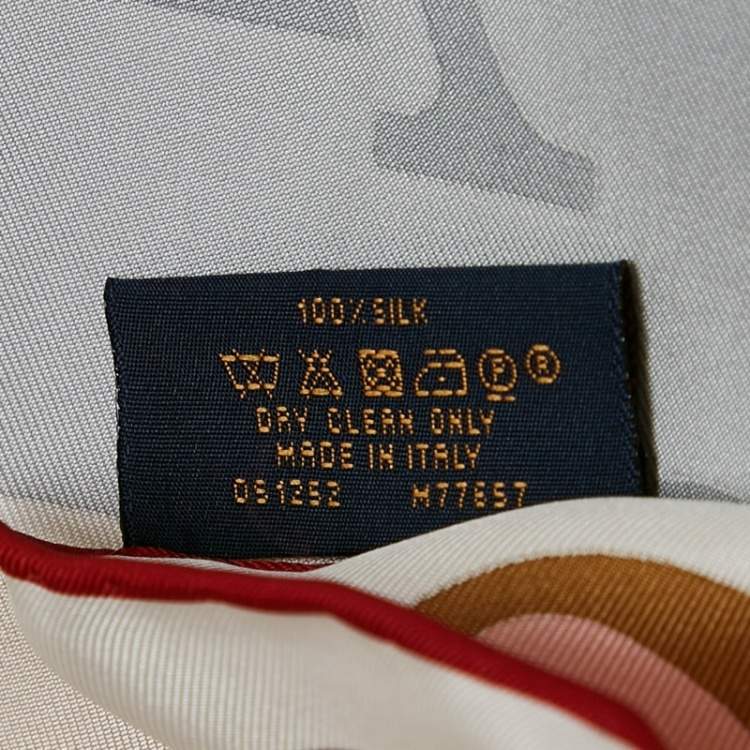 Pre Owned Louis Vuitton Beige Printed Silk LV Unlocked Square Scarf