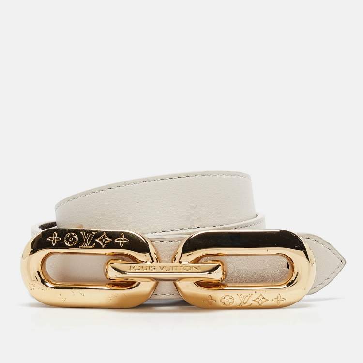 Pre Owned Louis Vuitton White Monogram Canvas LV Edge Reversible Belt 90CM