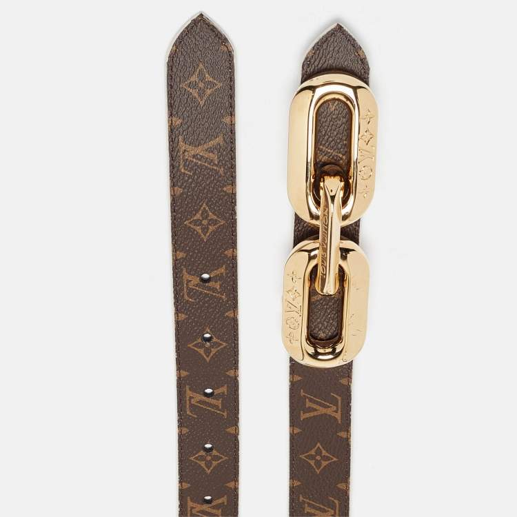 Pre Owned Louis Vuitton White Monogram Canvas LV Edge Reversible Belt 90CM