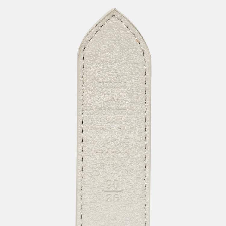 Pre Owned Louis Vuitton White Monogram Canvas LV Edge Reversible Belt 90CM