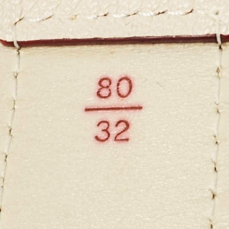 Pre Owned Louis Vuitton White Suhail Leather Studded Buckle Belt 80CM
