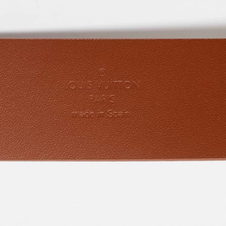 Pre Owned Louis Vuitton Brown Leather and Snakeskin Square Logo Buckle Belt 80CM